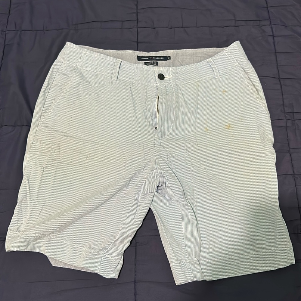 Tommy Hilfiger blue and white striped shorts